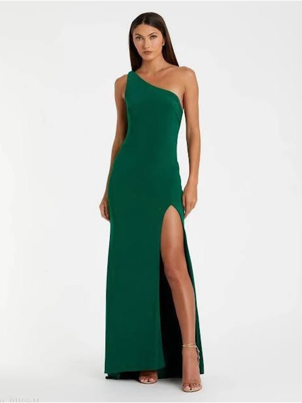 Mac Duggal Jersey One-Shoulder Draped Back Gown